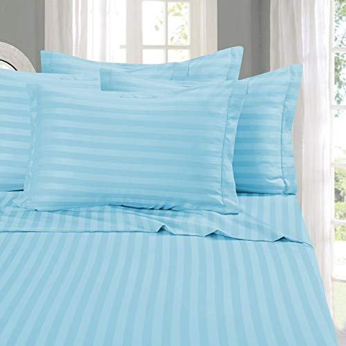 Eleganten Komfort Best, Weichsten, coziest 6 Tabelle Sets. – 1500 Fadenzahl Ägyptische Qualität Luxuriöse knitterfrei 6 Damast Streifen Bed Sheet Set, California King Aqua Blau