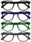OPULIZE Pop Lesebrille 4er Pack Keck Rund Matt Rahmen Federscharniere Kratzfest Schwarz Blau Grün Grau Herren Damen RRRR2-1367 +2.50