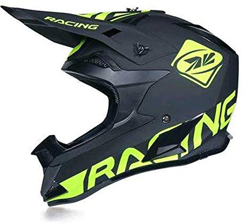 Motocross Helm Matt Schwarz, Motorrad Crosshelm mit Großer Visieröffnung, Enduro MTB Helm Fullface Fahrrad Helm Cross Helm Motorradhelm für Downhill Bike BMX Off Road ATV,Gelb,L