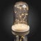 hellum Glasglocke mit Lichterkette warmweiß 30 LEDs, Glasglocke mit Holzboden Höhe 19,5cm Ø12cm, Deko batteriebetrieben (nicht inklusive) mit Timer Valentinstag Dekoration 523713