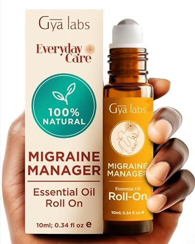 Gya Labs Migräne ätherisches Öl Roll on - Migräne Relief Stick Roller, schnellen Komfort für Kopf Spannungen, 100% rein und natürlich, Blend mit Pfefferminzöl (10ml)