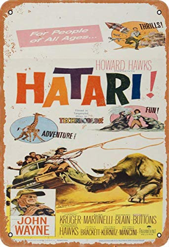 Hatari John Wayne Blechschild Metall Plakat Warnschild Retro Eisenblech Plakette Jahrgang Poster Schlafzimmer Familie Wand Aluminium Kunstdekor
