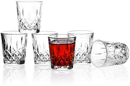 Shot Glasses, Valeways 2oz Crystal Shot Glasses Set of 6/Cute Shot Glasses/Whiskey Glass Set/Tequila Glasses/Lead-free