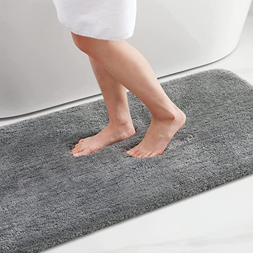 Homaxy Badezimmerteppich rutschfest Waschbar Badematte Weich Flauschig Badteppich Shaggy Hochflor Mikrofaser Badvorleger – 60 x 90 cm, Grau