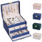 hombrima Schmuckschatulle, abschließbar, Schmuckschatulle für Damen, mit 2 Schubladen und 3 Ebenen, Aufbewahrung für Uhren, Halsketten, Ringe, Armbänder, Geschenkideen (Groß-Blau)