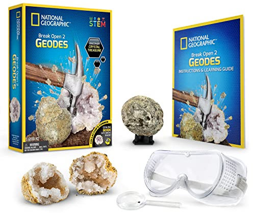 Bandai - National Geographic - Kit découverte - 2 géodes à briser - Jeu Scientifique et éducatif - STEM - JM80572M