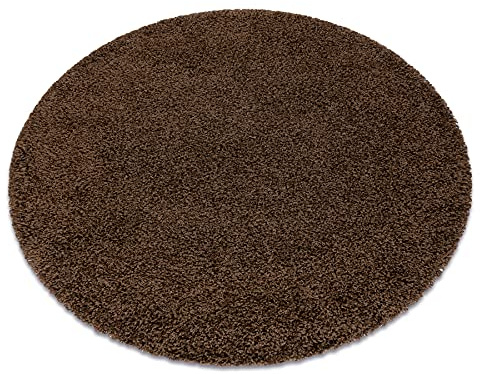 rugsx Teppich SOFFI Shaggy 5cm; für Kinderzimmer, Wohnzimmer, Schlafzimmer, langfloorteppiche, wohnzimmerteppich, braun, Kreis 100 cm