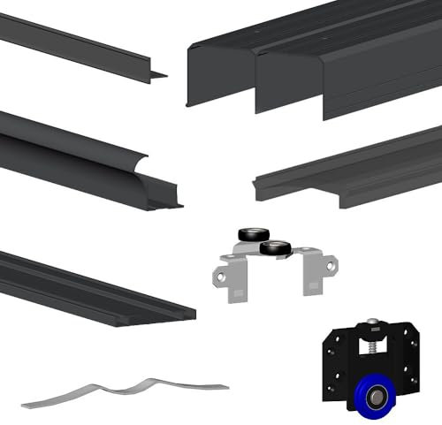 Kit SLID'UP 280 aluminium anodisé noir pour 3 portes de placard coulissantes 18 mm - rail 3 m - 50 kg