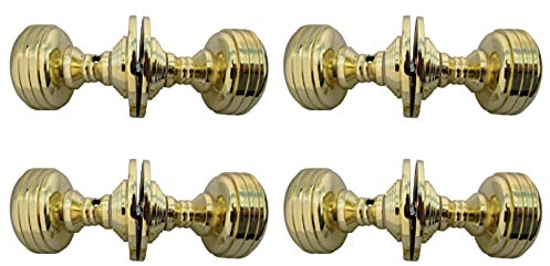 Haven Heritage Door Handles - Door Knobs for Interior Door for Secure Bathroom Entry - Safe Bathroom Lock Solution Electro Brass Plated Mortice Reeded Ribbed Sprung Round Door Handles Internal (4)