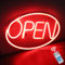 iKefe 42cm x 25cm LED Neon Light Up Open Sign with Remote Timer Adjustable Brightness, USB Powered Open Closed Door Signage, Large Outdoor Neon LED Lighted Signs for Business Hours, Shop, Bar (Red)