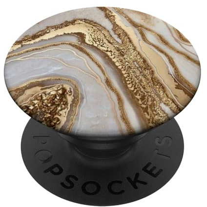 Abstraktes goldenes und weißes Harzdesign PopSockets Klebender PopGrip