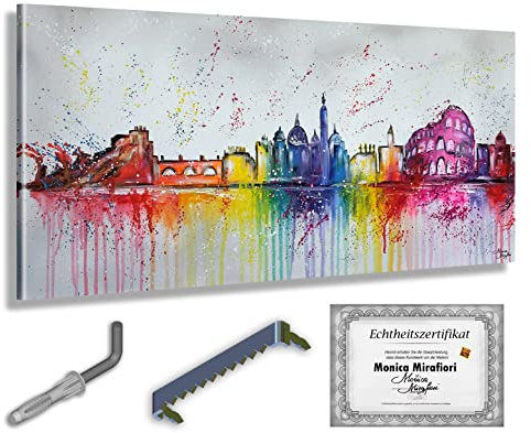 Monica Mirafiori I 100% HANDGEMALT I Gemälde Rom I 100x50cm | Gemälde Handgemalt | Acrylgemälde | Sehr Großes Acrylbild I Moderne Kunst I Kunstbilder
