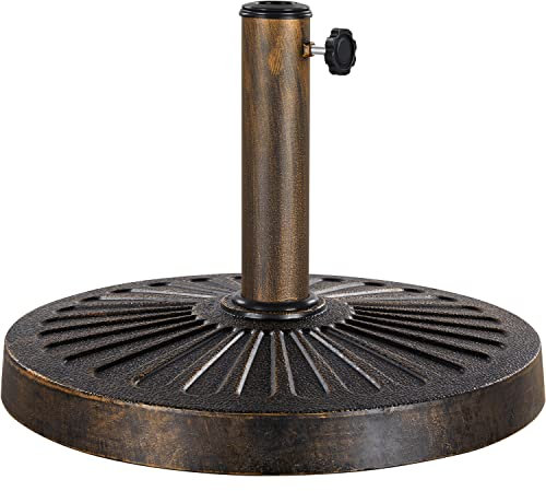 Yaheetech 14kg Garden Parasol Base Cast Iron Effect Parasol Base Heavy Duty Sun Shade Stand Holder, Umbrella Stand Outdoor w/Adjustable Tightening Knob for Umbrella, Canopy, Gazebo, Awning (Bronze)