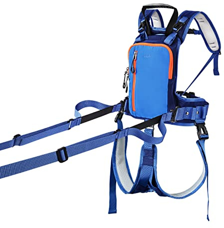 QOGIR Ski Harness for Kids: Learn to Ski Safely and Teach Your Child The Speed Control of Skiing and Snowboarding, Snowboard Trainer with Mini Backpack and Adjustable Seat Harness