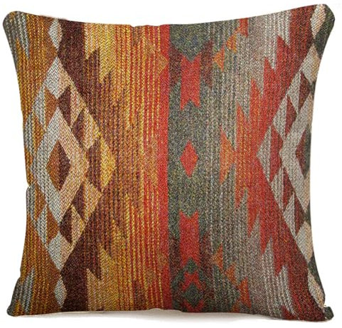 IBILIU Navajo-Kissenbezüge im Indianer-Stil, südamerikanischer Stil, Baumwolle, Leinen, dekorative Kissenbezüge für Couch, Sofa, Schlafzimmer, 45,7 x 45,7 cm, Orange / Grau
