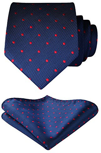 HISDERN Corbatas Azul Oscuro Hombre Modernas Conjunto Corbata y Pañuelo Lunares Corbatas Elegante Boda Business