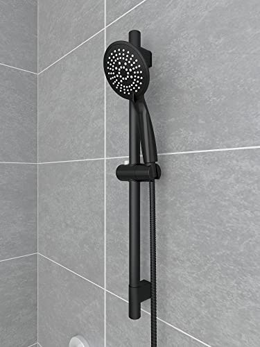 Verosan Brausestangengarnitur NERO schwarz mit Brauseschlauch, Brausestange, Handbrause mit 5 Funktionen