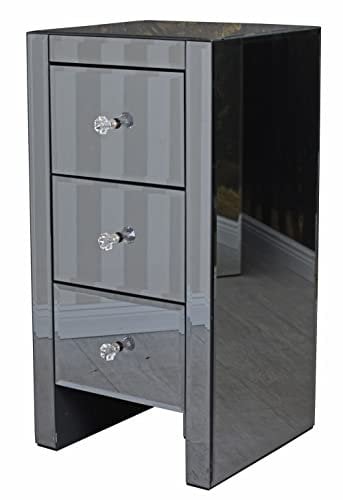Nachtschrank verspiegelt Schrank Schwarz Kommode Wäschekommode 30cm vic542 Palazzo Exklusiv
