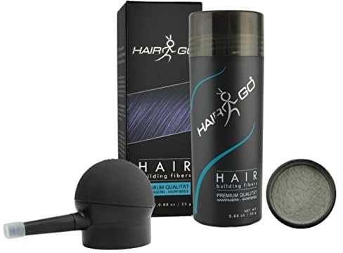 HAIR GO Premium Schütthaar + APPLIKATOR SPARSET zur Haarverdichtung Schütthaar Streuhaar Haarverdichter Haarausfall (grau)
