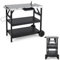 COSTWAY Folding BBQ Serving Trolley, 3 Tier Movable Pizza Oven Table with Adjustable Shelf, Spice Rack& Phone Holder, Stainless Steel Food Prepare Dining Cart for Outdoor Grilling and Cooking