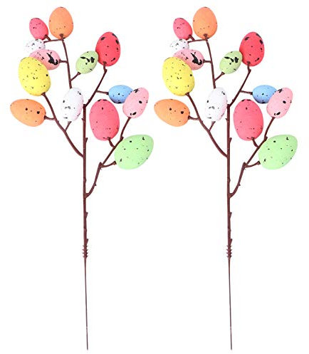 GALPADA 2stücke Ostereier Dekorative Zweige Bunte Eier Für Frühlingsarrangements Lange Handwerkszweige Für Tischdeko Und Fotorequisiten Für Ostern Und Festlichkeiten