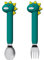 2PCS Cuillere Bebe, Witbicg Fourchette Bebe, Carottes Cuillère Bebe Nourrir Le Bébé, l'Enthousiasme Et Le Plaisir De Manger, Augmenter l'Appétit Convient Aux Bébés Plus 1 An (Long Dinosaure Vert)