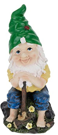 Relaxdays Gartenzwerg mit Axt, wetterfest, frostsicher, HxBxT: 25 x 11 x 12 cm, Gartenfigur Wichtel, Kunststein, bunt