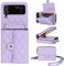 XIZYO for Samsung Galaxy Z Flip 3 Leather Crossbody Wallet Phone Case with Adjustable Removable Lanyard Strap, for Women Girls Cute Luxury Protective Cover with Card Slots, Purple