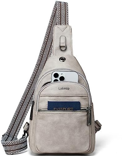 LATMAP Brusttasche Damen Herren crossbody bag damen kleine Sling Bag Gürteltasche Damen PU Leder Umhängetasche für Outdoorsport,Reisen,Radfahren