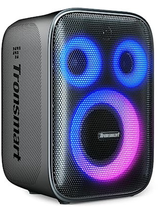 Tronsmart Halo 200 Bluetooth-Lautsprecher, lauter Lautsprecher mit kräftigem Bass, Party Sync, 5 Beleuchtungsmodi, Custom EQ &Lights, 18 Stunden Spielzeit, unterstützt Mikrofon & Gitarre für Party