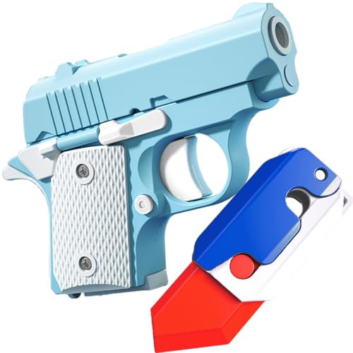 BLOOOK Fidget Toy,Antistress Pistola Giocattolo,Stimming Toys,Cubo Anti Stress Gadget,Regali Fidget Slider per Adulti e Bambini da Scrivania,Ideale per Ansia, ADHDs, OCD e Autismo (Blu Bianco)