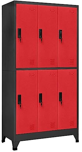 ZQQLVOO Schränke Anrichte Mehrzweckschrank Schließfachschrank Anthrazit und Rot 90x45x180 cm Stahl
