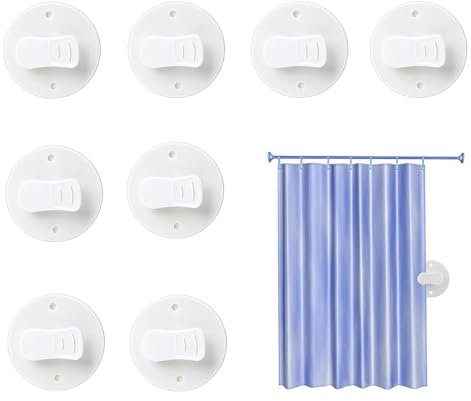 8 StüCk Schutz-Spritzschutz-Clips Duschvorhang Clips Selbstklebend Klammern FüR VorhangwäNde Dusch-Spritzwasser-Clips VorhäNge FüR Dusche HäNgend Camper Badezimmer Home Dekoration Innen Und AußEn