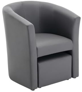 Vente-unique - Fauteuil Cabriolet et Pouf en Simili Gris Jovana