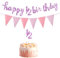 Happy 6 Months Birthday Banner Glitter 1/2 Half Year Cake Topper Triangle Flag Banner Happy 1/2 Birthday Decorations for Half Year Baby Shower Birthday Party Decoration,Pink