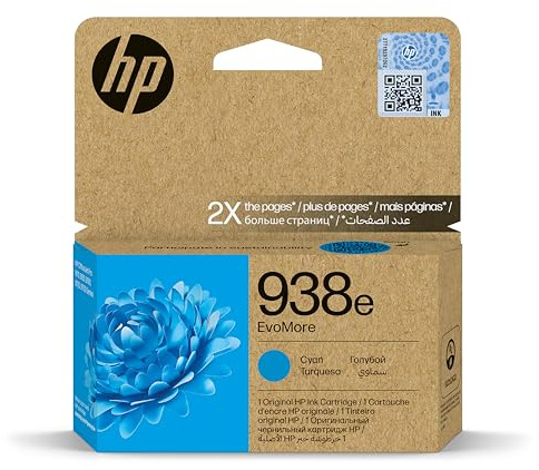 HP 938e EvoMore Cyan Original Tintenpatrone 4S6X9PE Works Officejet Pro 9720, 9730, 9120, 9120b, 9110b, 9130, 9130b