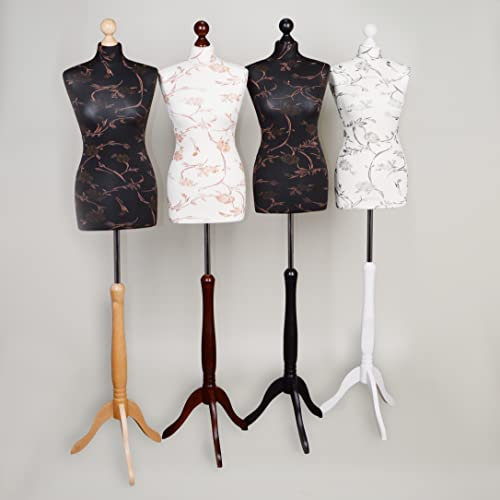 AILANT Schneiderpuppe weiblich mit Blumen (Ecru-braune Blumen/dunkel, M 38/40)