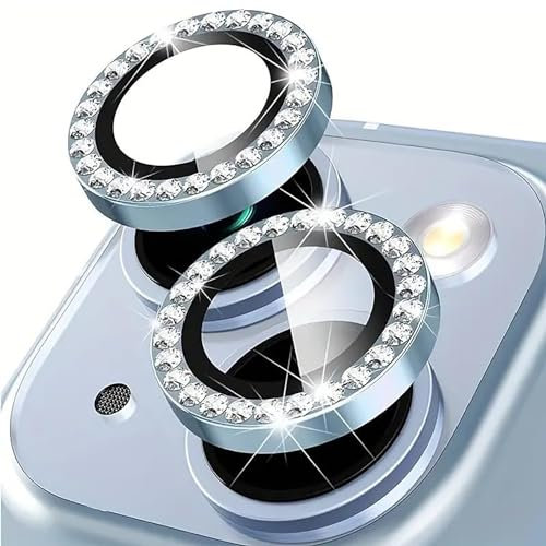 Oelrstfe Caméra Arrière Protection pour iPhone 13/13 mini Verre Trempé,Pailleté Protecteur Objectif Lentille,9H Dureté HD Définition Anti-Rayures Ultra Résistant D'objectif Lens Camera Protector,Bleu