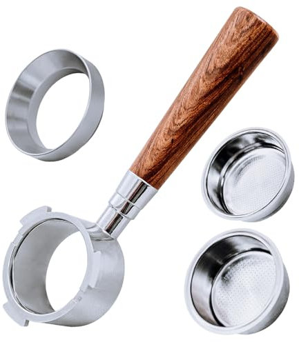 Porte-filtre sans fond de 51 mm avec 3 oreilles, porte-filtre sans fond en bois de palissandre rouge pour DeLong EC680/EC685/EC785/EC820/EC850/EC860 avec bols à poudre bague de dosage (Style A)