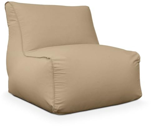 Deshome - Sitzsack für den Garten XL, abnehmbar, für den Außen 90x90x90 cm: Bean Bag Chair Sessel mit Polsterung, Design Light Pouf Sand