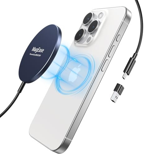 EXW Wireless Charger for MagSafe Charger Apple, 15W Fast Compatible with Magnet Wireless Charging Pad for iPhone 16/15/14/13/12 Series and Airpods 4/3/2/Pro/Pro2(Blue)