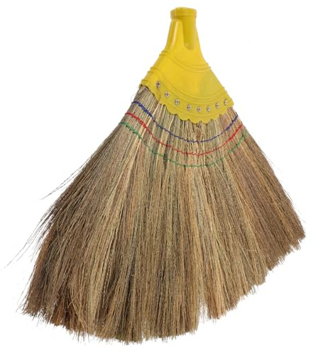 minkissy Household Broom Head Plastic and Miscanthus Sweeper Head Flexible Bristles Floor Cleaning Replacement Part for Home Kitchen Bathroom PET Hair