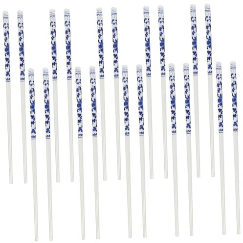 Cabilock 10pares Palillos Chinos De Porcelana Azul y Blanca Cerámica Resistente y Reutilizable Palillos Largos Para Cenas Asiáticas y o Restaurante