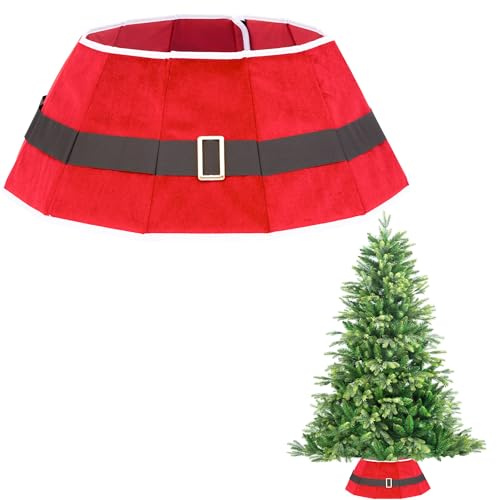 68,1 cm großer Weihnachtsbaumrock, faltbar, Weihnachtsmann-Weihnachtsbaumständer, Basisabdeckung, Kragen, Stamm, Korb, Ring für Baumschmuck