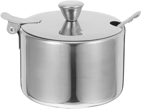 Cabilock Zuckerdose Aus Edelstahl Mit Löffel 3.66X3.66X3.35In Gewürzbehälter Mit Deckel Vielseitiger Lebensmittelbehälter Für Küche Und Haushalt