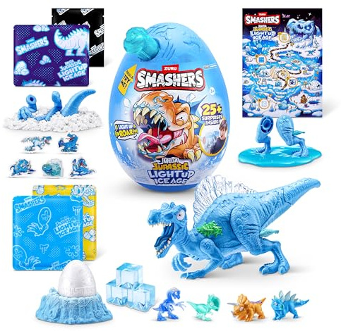 Smashers Mega Jurassic Light Up Ice Age (Spinosaurus) by ZURU, Smashable Egg Toy for Boys