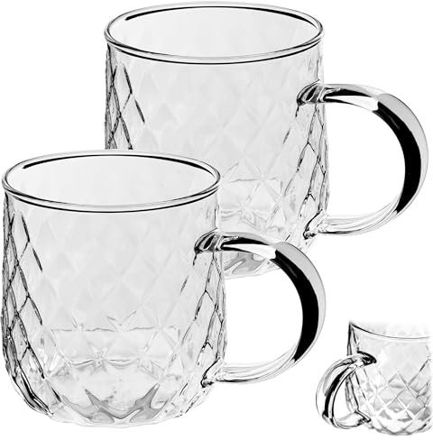 KADAX Teegläser 350ml, 2 Stück, Gläser mit Griff, spülmaschinenfest, Trinkgläser für Kaffee, Tee, Wasser, Saft, Drink, Garten, Saftgläser, Wassergläser, Gläserset, Glastassen