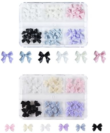 60 Pieces Of Bow Nail Art Accessories, 3D Butterfly Nail Art Accessories, Mini Resin Bows, Cute Nail Art Accessories, Nail Art Decorations, Diy Nail Art Accessories
