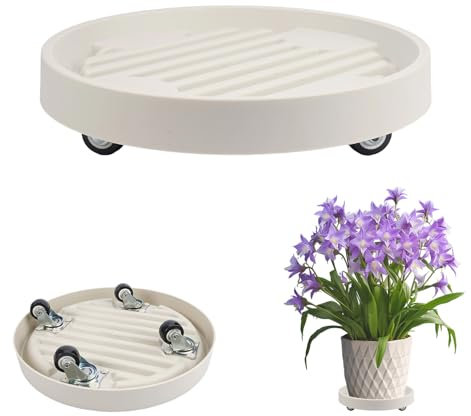 Redondo Rodillo para Plantas 22cm Capacidad de Carga 75 kg Soporte para Macetas con Ruedas Plastico Impermeable Transpirable para Exteriores Interiores, Regalo para los Amantes de la Jardinería(Verde)