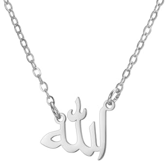 UNIFT Islamische muslimische Allah geschichteten Halsketten für Frauen Edelstahl Charme Wasser Tropfen Herzform Allah Anhänger Double Layer Halskette islamischen Schmuck